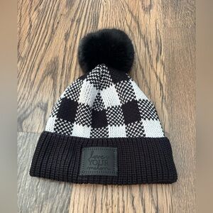 Love Your Melon Checkered Pom Beanie